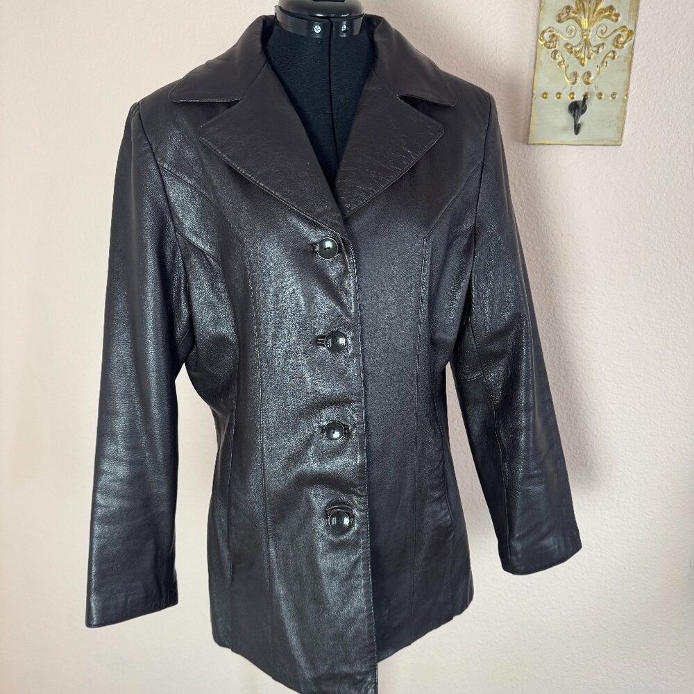 Autumn Staple 90s Vintage Tailored Pelle Studio Dark Brown 100% Leather Jacket L